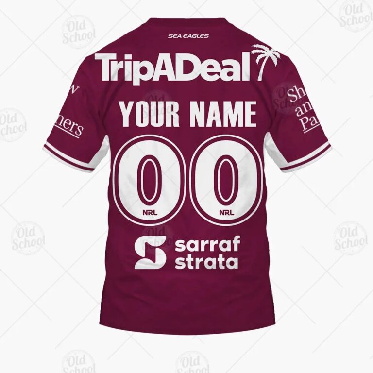 NRL Manly Warringah Sea Eagles Custom Name Number 2021 Home Jersey T-Shirt