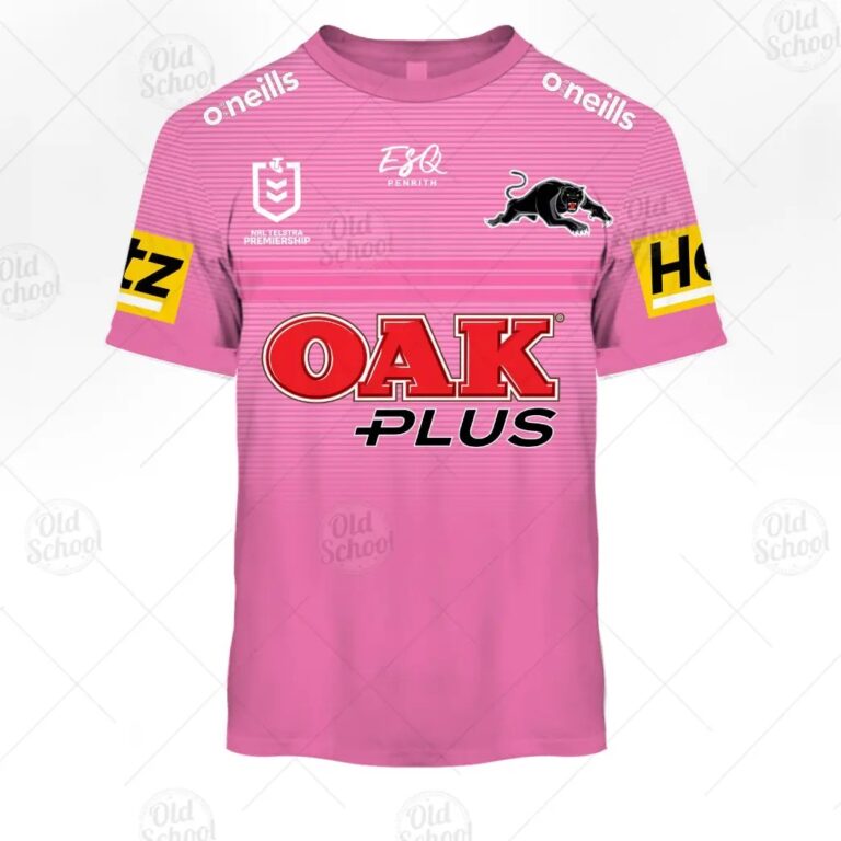 NRL Penrith Panthers Custom Name Number Pink 2021 Away Jersey T-Shirt