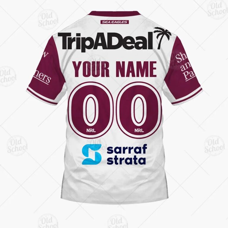 NRL Manly Warringah Sea Eagles Custom Name Number 2021 Away Jersey T-Shirt