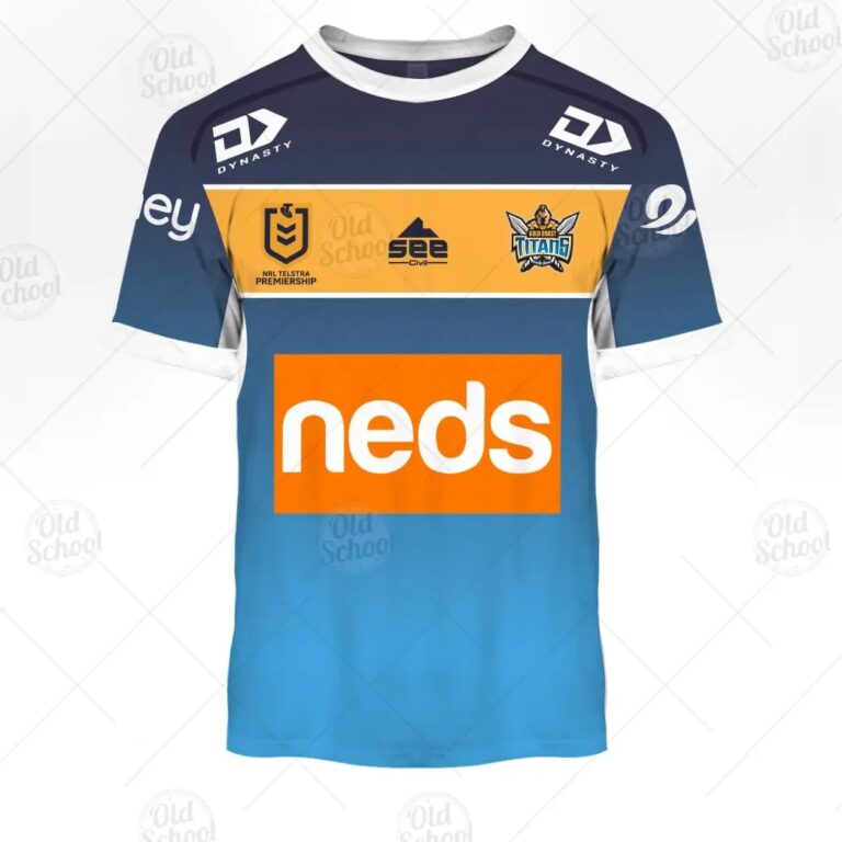 NRL Gold Coast Titans Custom Name Number 2021 Home Jersey T-Shirt