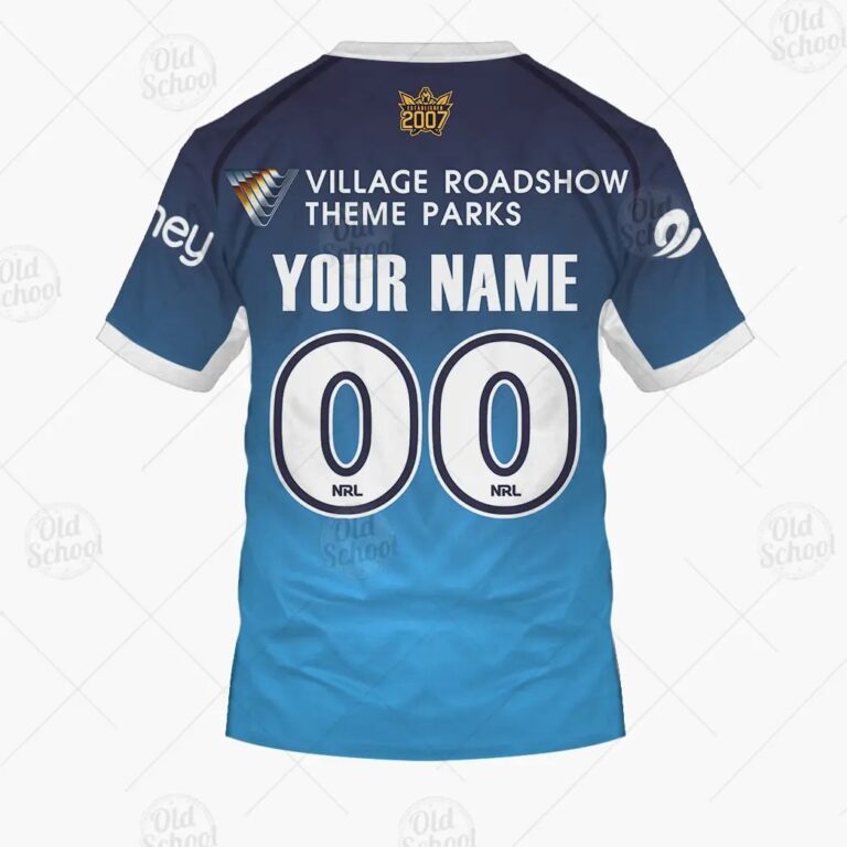 NRL Gold Coast Titans Custom Name Number 2021 Home Jersey T-Shirt
