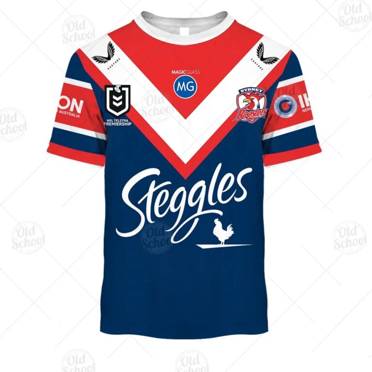 NRL Sydney Roosters Custom Name Number 2021 Home Jersey T-Shirt