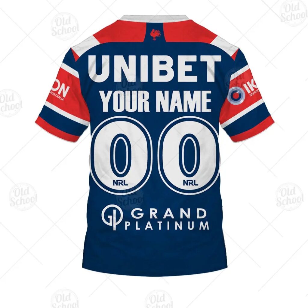 NRL Sydney Roosters Custom Name Number 2021 Home Jersey T-Shirt