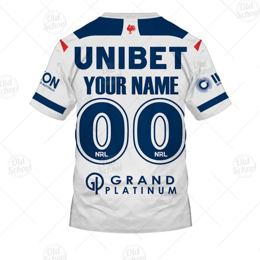 NRL Sydney Roosters Custom Name Number 2021 Away Jersey T-Shirt