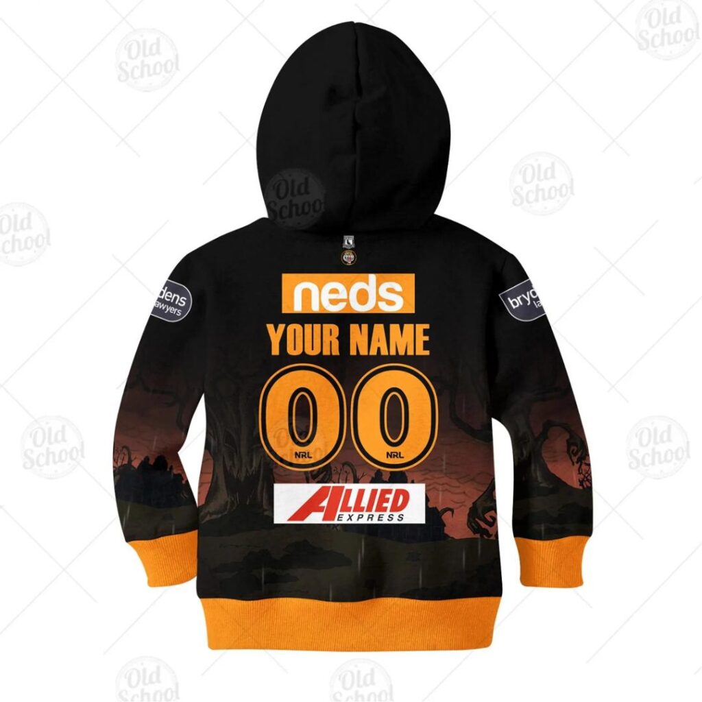 NRL Wests Tigers Custom Name Number x The Simpsons 2020 Halloween Jersey Kids Pullover Hoodie