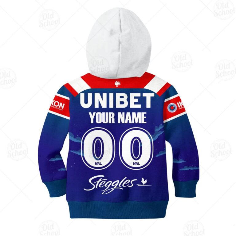 NRL Sydney Roosters Custom Name Number x The Simpsons 2020 Halloween Jersey Kids Pullover Hoodie