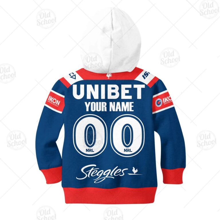 NRL Sydney Roosters Custom Name Number 2020 Home Jersey Kids Pullover Hoodie