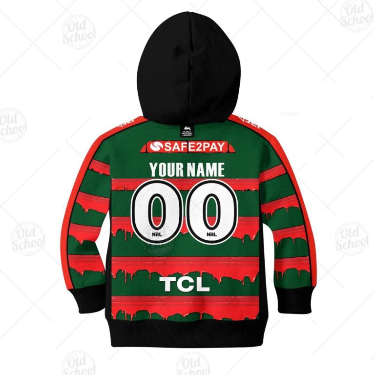 NRL South Sydney Rabbitohs Custom Name Number x The Simpsons 2020 Halloween Kids Pullover Hoodie