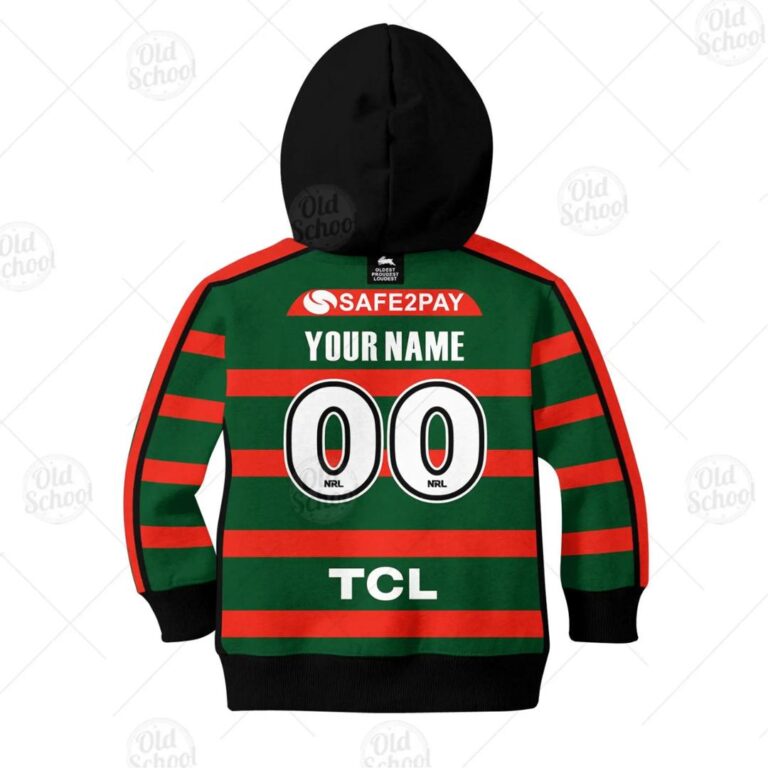 NRL South Sydney Rabbitohs Custom Name Number 2020 Jersey Kids Pullover Hoodie