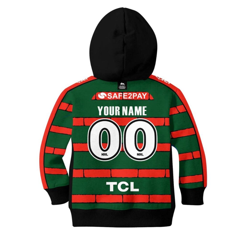 NRL South Sydney Rabbitohs Custom Name Number x Bluey Jersey 2020 Kids Pullover Hoodie