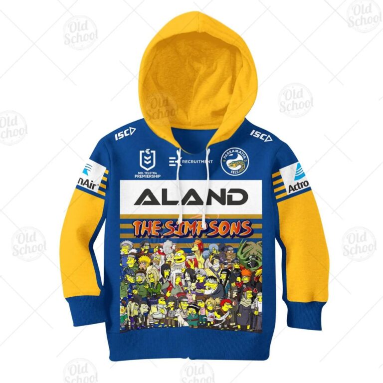 NRL Parramatta Eels Custom Name Number x The Simpsons 2020 Halloween Kids Pullover Hoodie