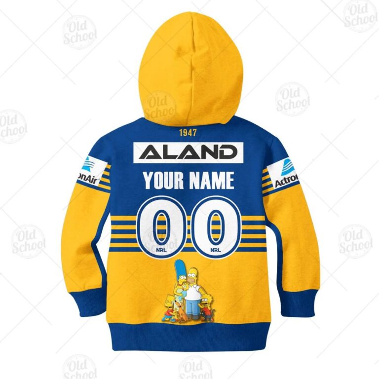 NRL Parramatta Eels Custom Name Number x The Simpsons 2020 Halloween Kids Pullover Hoodie