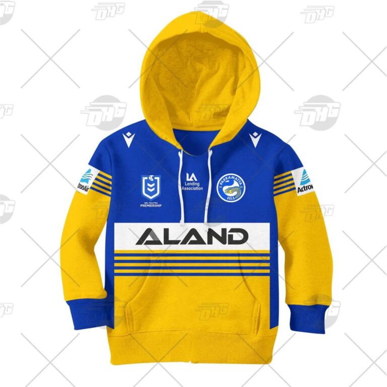 NRL Parramatta Eels Custom Name Number 2021 Home Jersey Kids Pullover Hoodie
