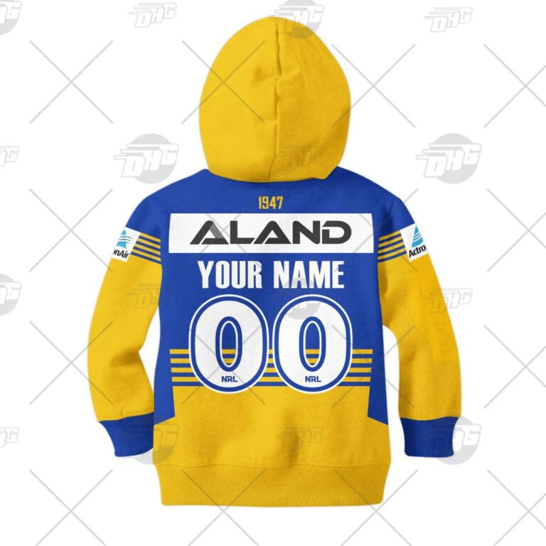 NRL Parramatta Eels Custom Name Number 2021 Home Jersey Kids Pullover Hoodie