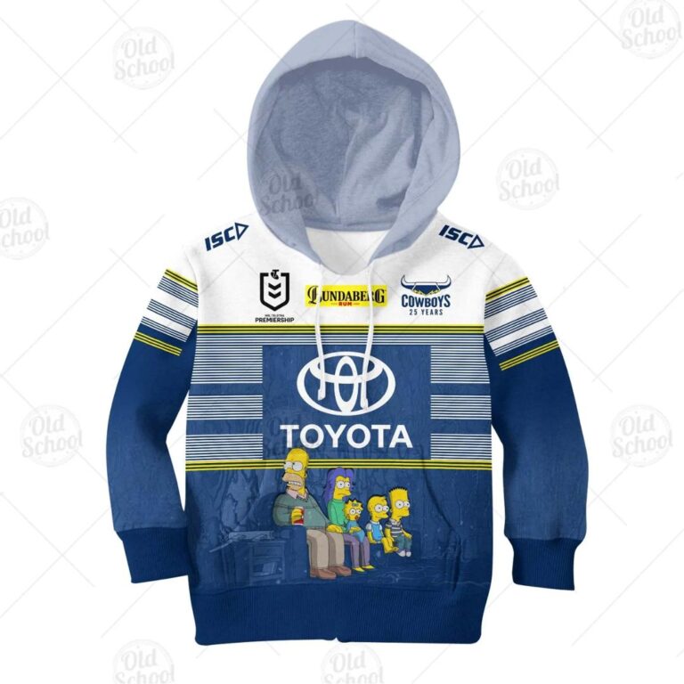 NRL North Queensland Cowboys Custom Name Number x The Simpsons Halloween 2020 Kids Pullover Hoodie