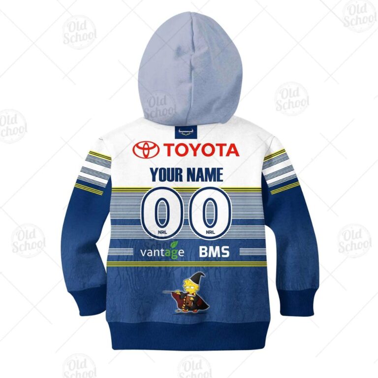NRL North Queensland Cowboys Custom Name Number x The Simpsons Halloween 2020 Kids Pullover Hoodie