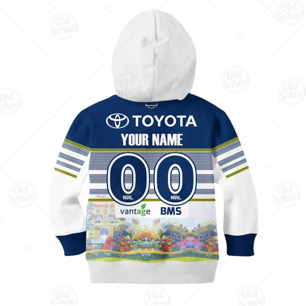 NRL North Queensland Cowboys Custom Name Number x Bluey Jersey Kids Pullover Hoodie
