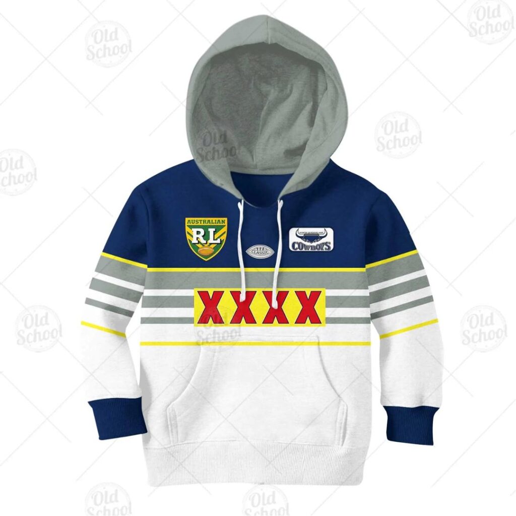 NRL North Queensland Cowboys Custom Name Number 1995 ARL/NRL Vintage Retro Heritage Jersey Kids Pullover Hoodie