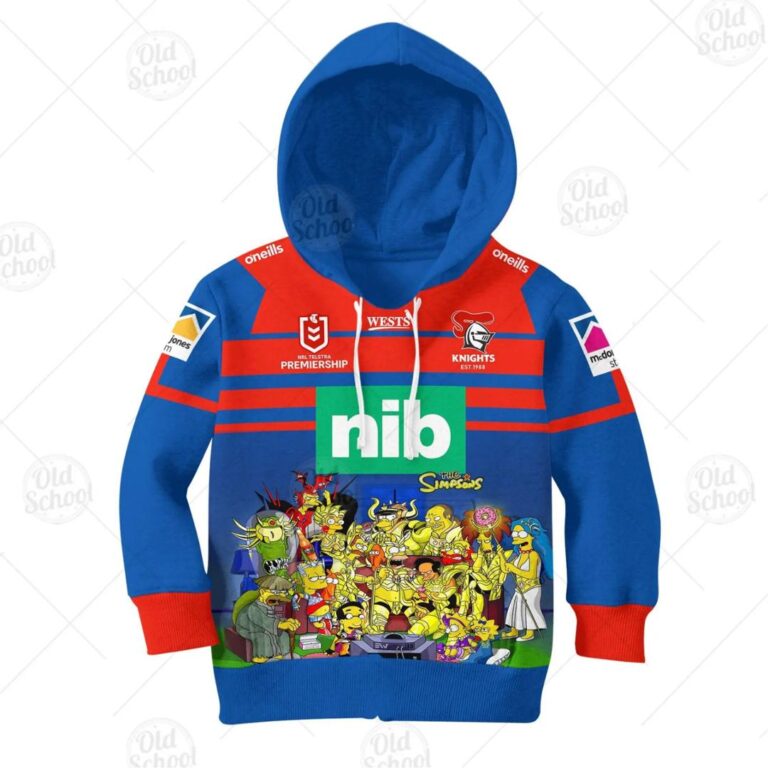 NRL Newcastle Knights Custom Name Number x The Simpsons 2020 Halloween Kids Pullover Hoodie