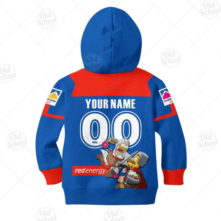 NRL Newcastle Knights Custom Name Number x The Simpsons 2020 Halloween Kids Pullover Hoodie