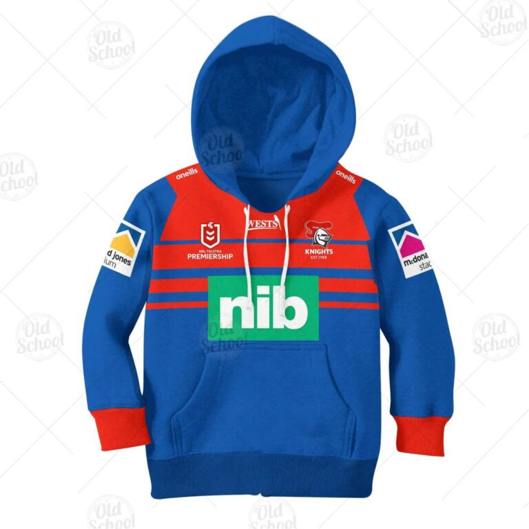 NRL Newcastle Knights Custom Name Number 2020 Home Jersey Kids Pullover Hoodie
