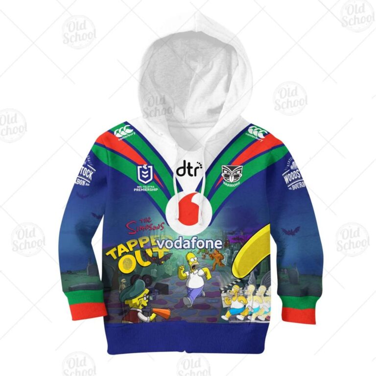 NRL New Zealand Warriors Custom Name Number x The Simpsons 2020 Halloween Kids Pullover Hoodie