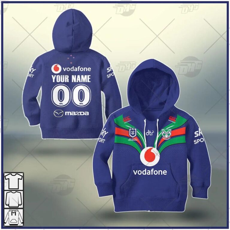 NRL New Zealand Warriors Custom Name Number 2021 Home Jersey Kids Pullover Hoodie