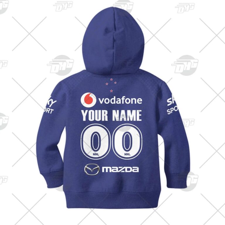 NRL New Zealand Warriors Custom Name Number 2021 Home Jersey Kids Pullover Hoodie
