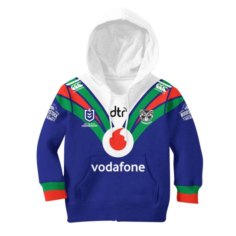NRL New Zealand Warriors Custom Name Number 2020 Home Jersey Kids Pullover Hoodie