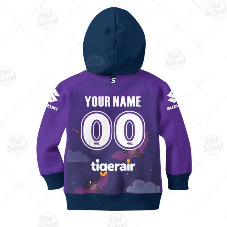 NRL Melbourne Storm Custom Name Number x Bluey Jersey Kids Pullover Hoodie