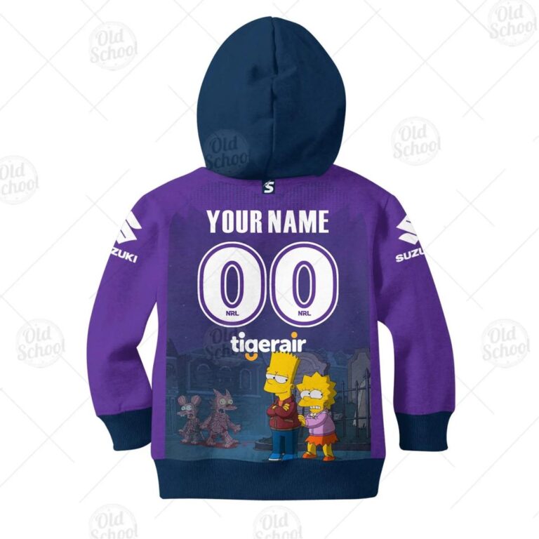 NRL Melbourne Storm Custom Name Number x The Simpsons 2020 Halloween Kids Pullover Hoodie
