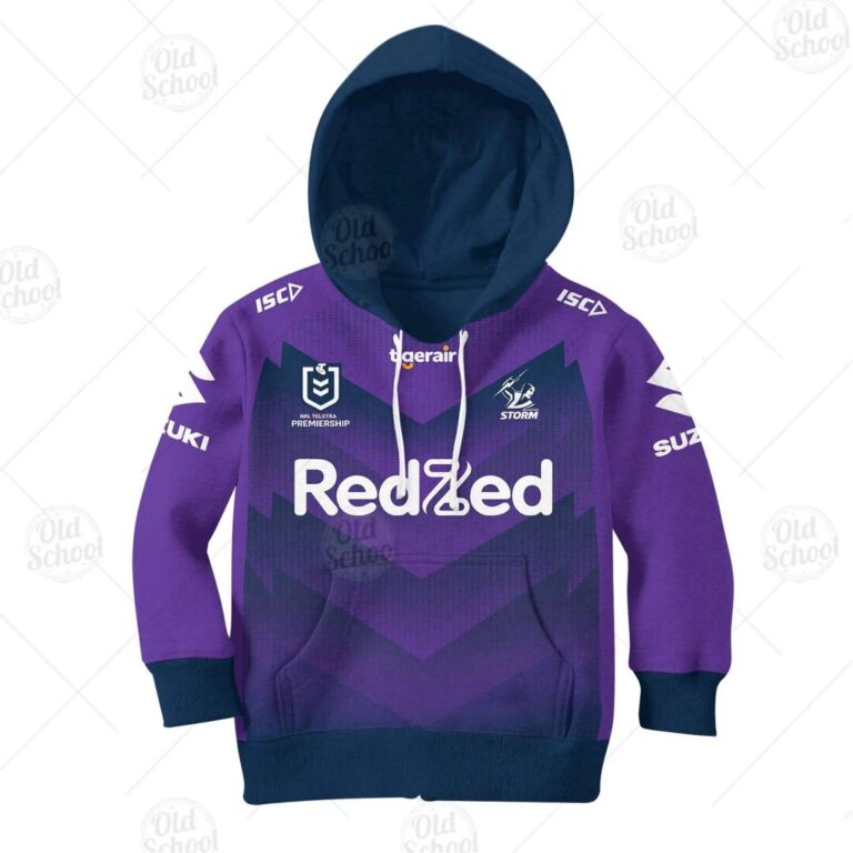 NRL Melbourne Storm Custom Name Number 2020 Home Jersey Kids Pullover Hoodie