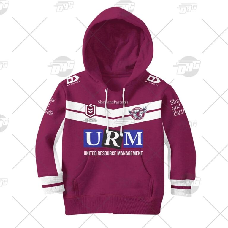 NRL Manly Warringah Sea Eagles Custom Name Number Jersey 2021 Kids Pullover Hoodie