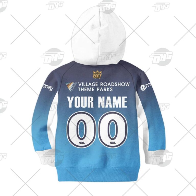 NRL Gold Coast Titans Custom Name Number 2021 Home Jersey Kids Pullover Hoodie