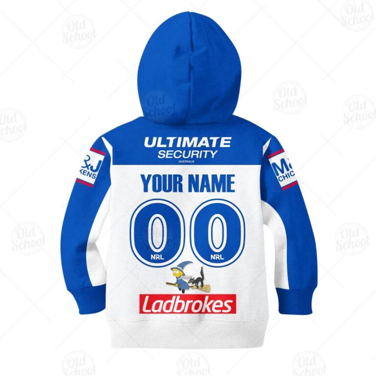 NRL Canterbury-Bankstown Bulldogs Custom Name Number x The Simpsons 2020 Halloween Jersey Kids Pullover Hoodie