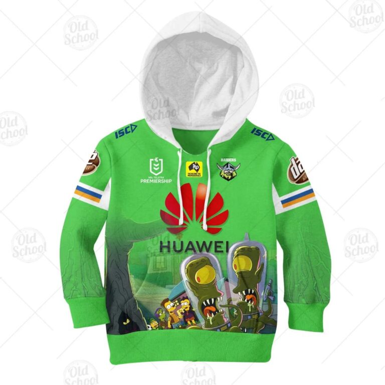 NRL Canberra Raiders Custom Name Number The Simpsons 2020 Halloween Jersey Kids Pullover Hoodie