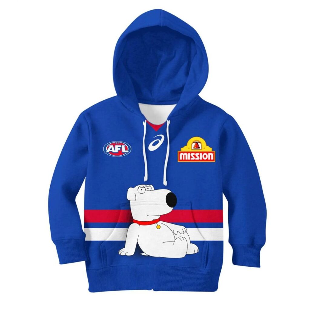 AFL Western Bulldogs Custom Name Number Family Guy Guernsey Kids Pullover Hoodie