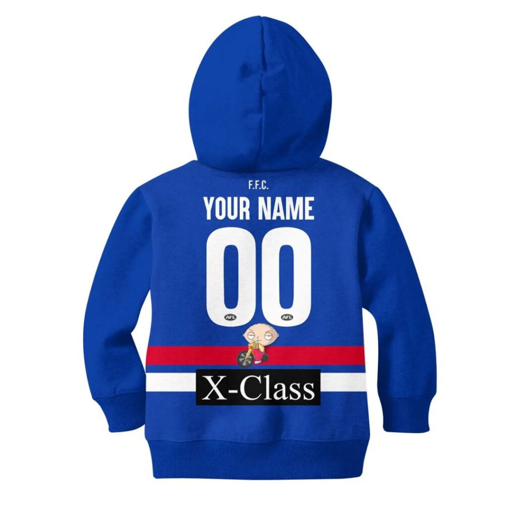 AFL Western Bulldogs Custom Name Number Family Guy Guernsey Kids Pullover Hoodie