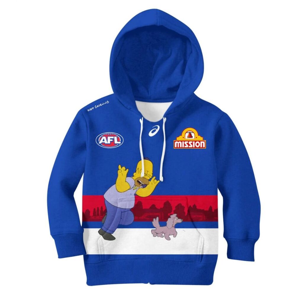 AFL Western Bulldogs Custom Name Number The Simpsons Guernsey Kids Pullover Hoodie
