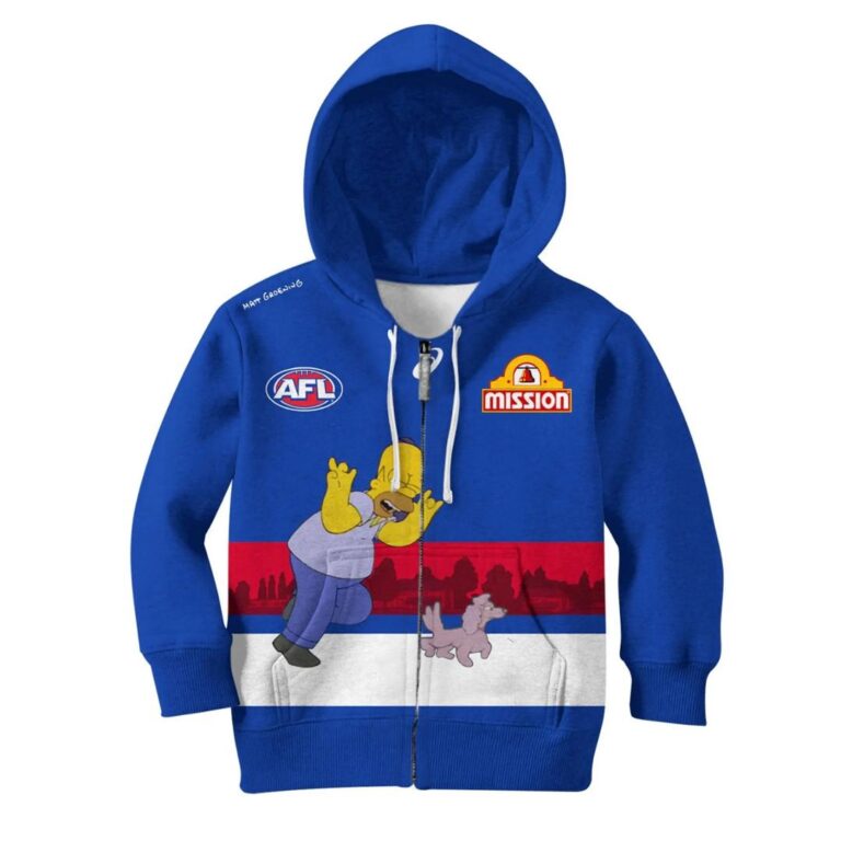 AFL Western Bulldogs Custom Name Number The Simpsons Guernsey Kids Pullover Hoodie