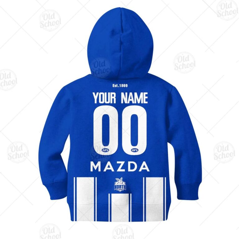 AFL North Melbourne Kangaroos Custom Name Number 2020 Home Guernsey Kids Pullover Hoodie