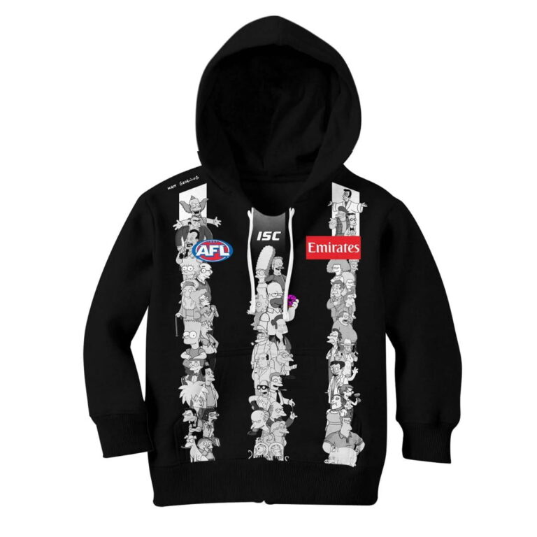 AFL Collingwood Magpies Custom Name Number The Simpsons Kids Pullover Hoodie