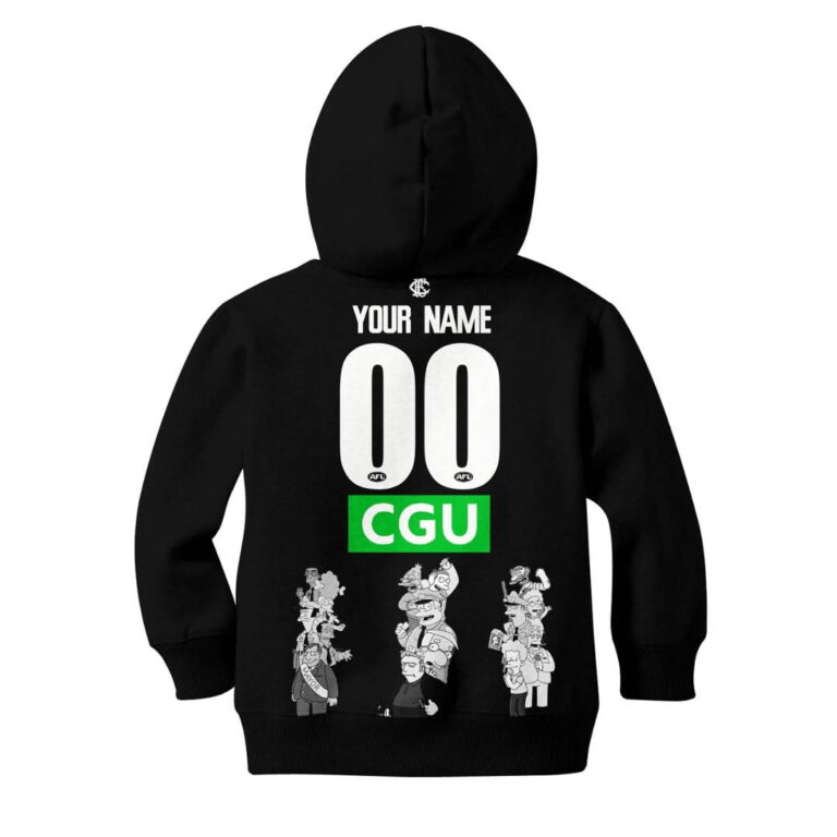 AFL Collingwood Magpies Custom Name Number The Simpsons Kids Pullover Hoodie
