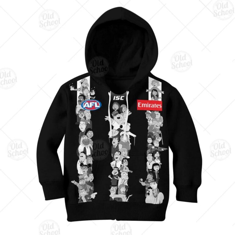 AFL Collingwood Magpies Custom Name Number Family Guy Kids Pullover Hoodie