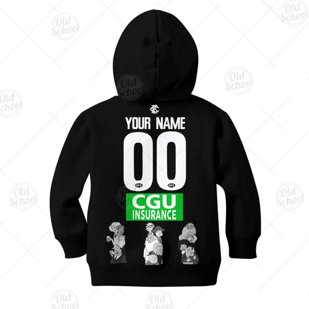 AFL Collingwood Magpies Custom Name Number Family Guy Kids Pullover Hoodie