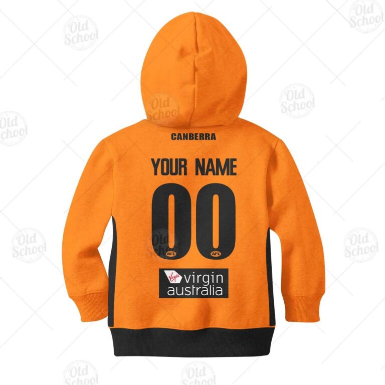 AFL Greater Western Sydney Giants Custom Name Number 2020 Home Kids Pullover Hoodie