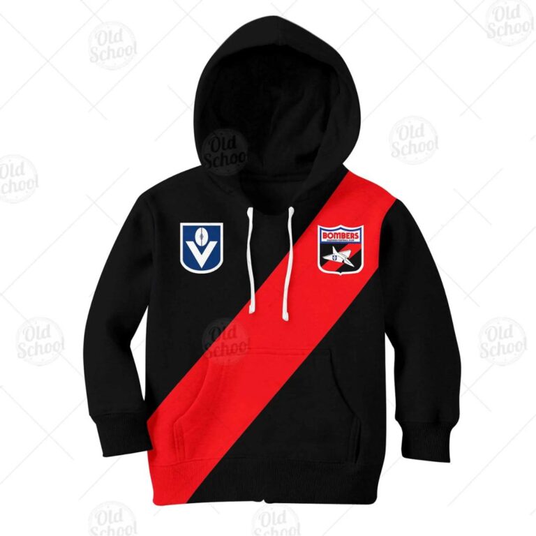 AFL Essendon Bombers Custom Name Number Vintage Retro Kids Pullover Hoodie