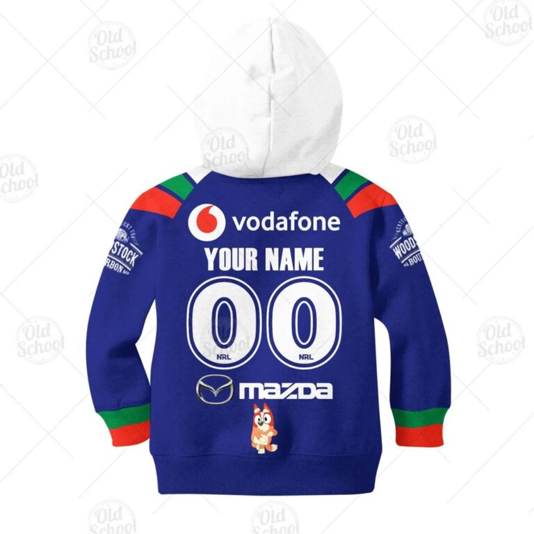NRL New Zealand Warriors Custom Name Number Bluey Jersey Kids Pullover Hoodie