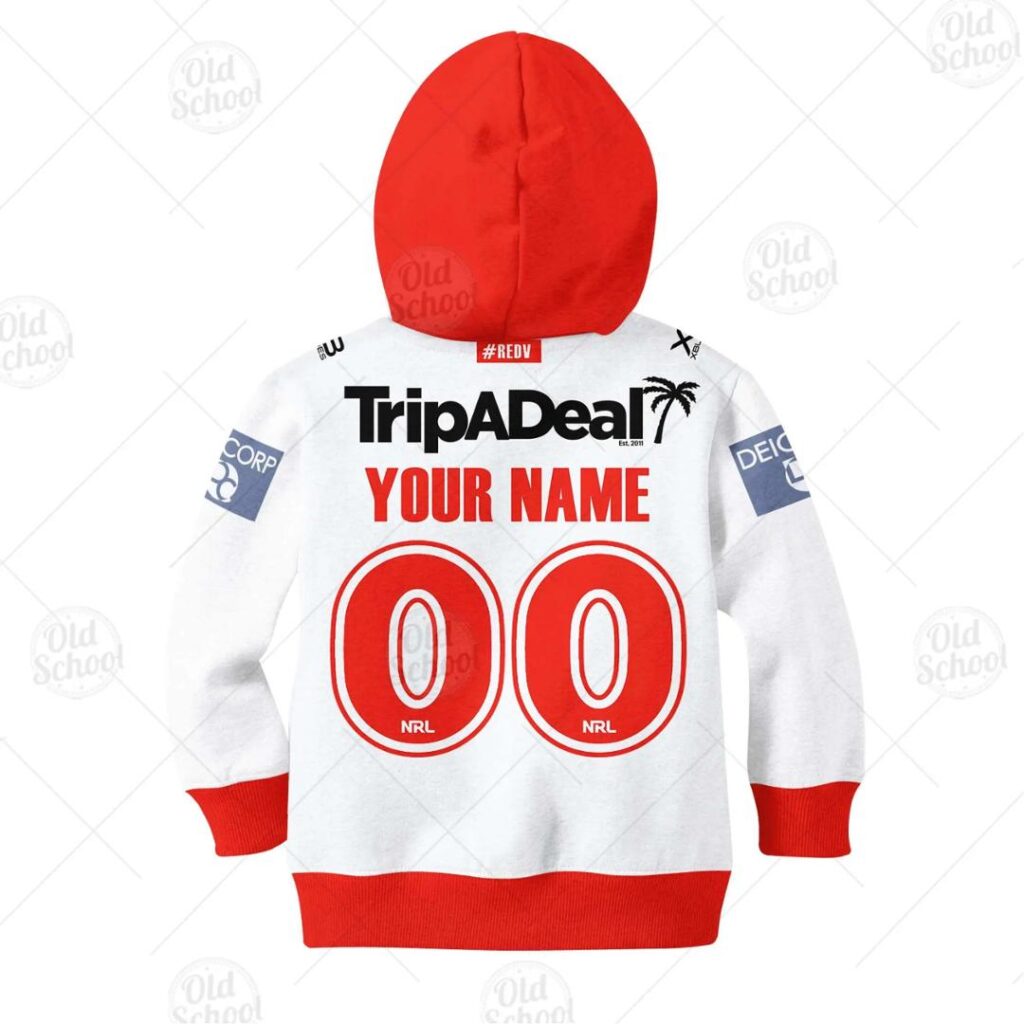 NRL St. George Illawarra Dragons Custom Name Number 2020 Home Jersey Kids Pullover Hoodie