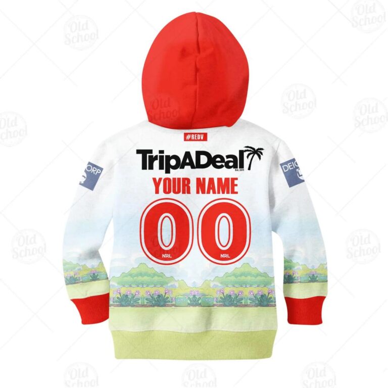 NRL St. George Illawarra Dragons Custom Name Number Bluey Jersey Kids Pullover Hoodie